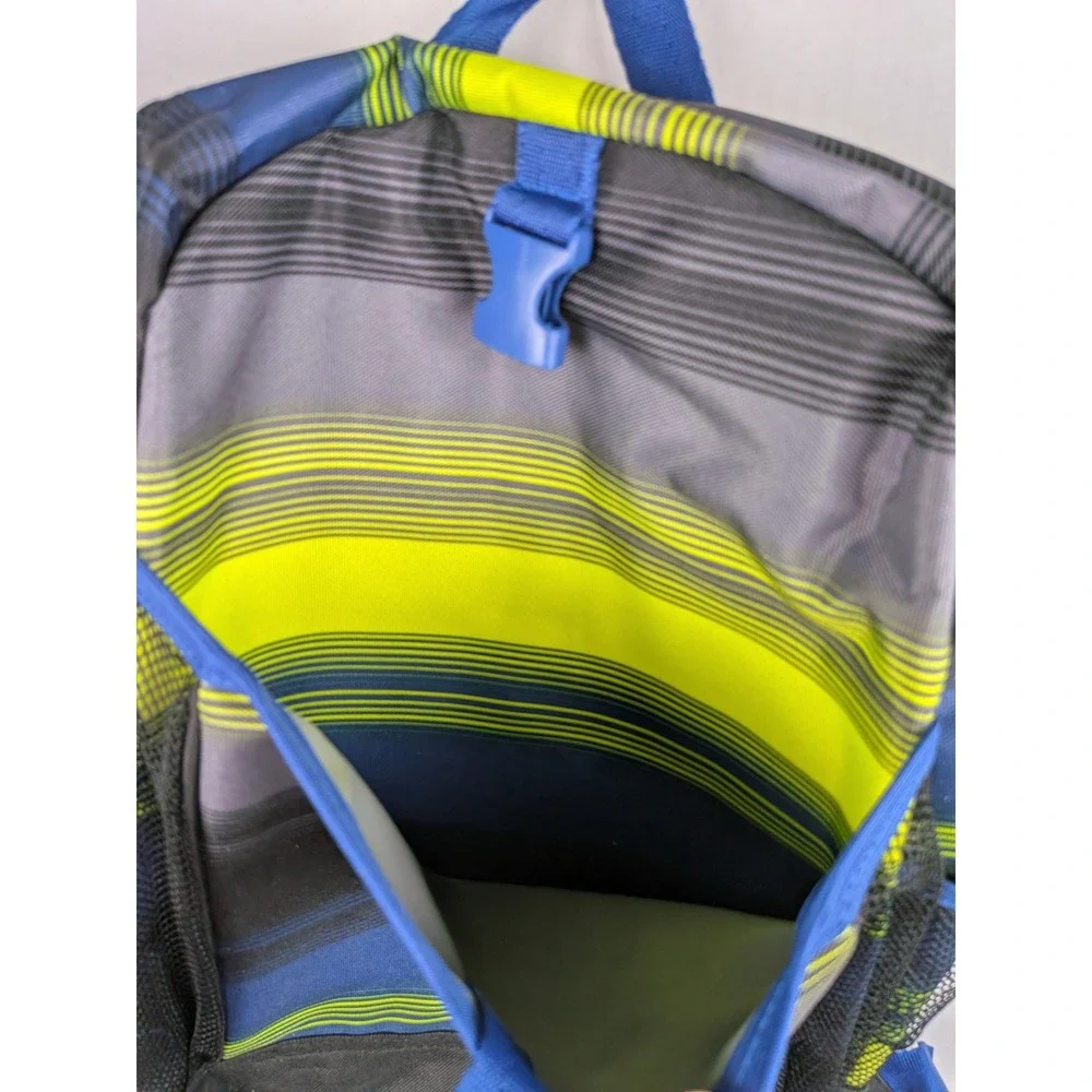 The Childrens Place Boys Striped Backpack Blue Grey Lime Green School Bag NWT